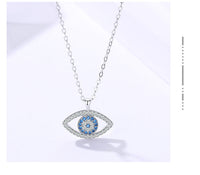 Divine Protection & Elegance: Sterling Silver Demon Eye Necklace - 925 Silver Pendant for Women