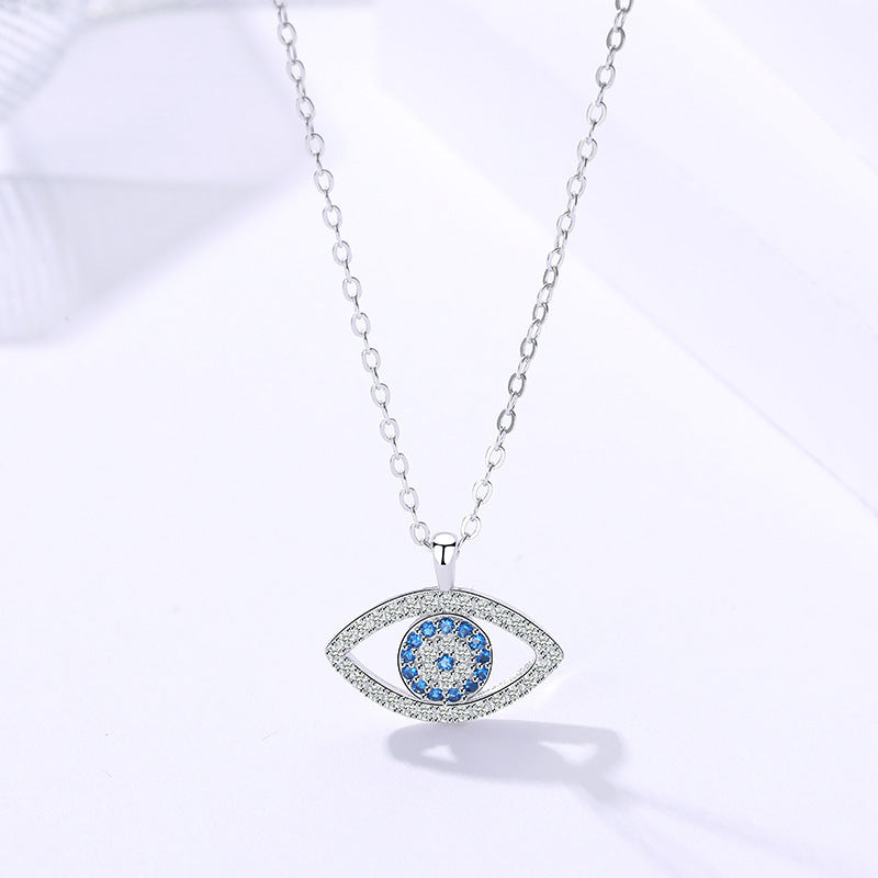 Divine Protection & Elegance: Sterling Silver Demon Eye Necklace - 925 Silver Pendant for Women