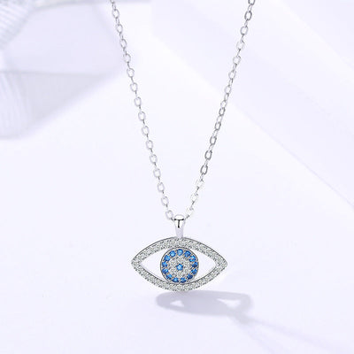 Divine Protection & Elegance: Sterling Silver Demon Eye Necklace - 925 Silver Pendant for Women
