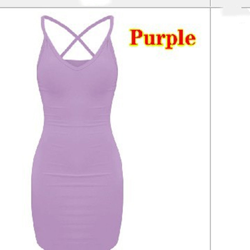 Pure Color Simple Hanging Neck Tight-fitting Hip Skirt What Else You Got?