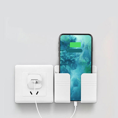 Wall-Mounted Phone Charging Rack – No-Drill Adhesive Storage Box for Tangle-Free Charging