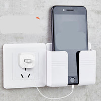 Wall-Mounted Phone Charging Rack – No-Drill Adhesive Storage Box for Tangle-Free Charging