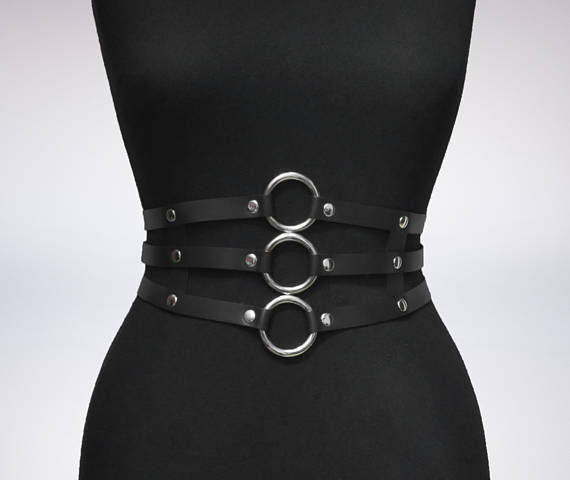 Women's Layered Waist Harness Belt – PU Leather Body Chain Belt