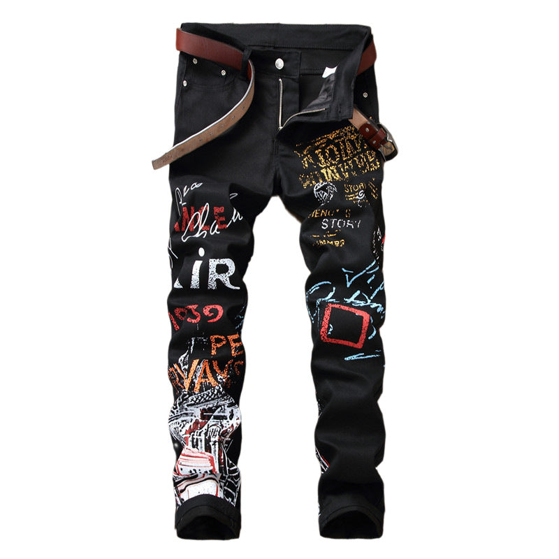 Jeans Slim Graffiti Print Plus Size Trousers Men What Else You Got?