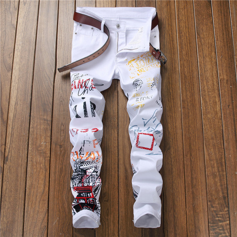 Jeans Slim Graffiti Print Plus Size Trousers Men What Else You Got?