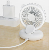 Mini Fan with Built-In LED Light – USB Rechargeable Selfie, Vlog & Desk Fan