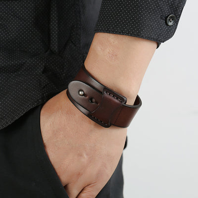 Punk Braided Leather Bracelet – Adjustable Unisex Couple Wristband for Men & Women