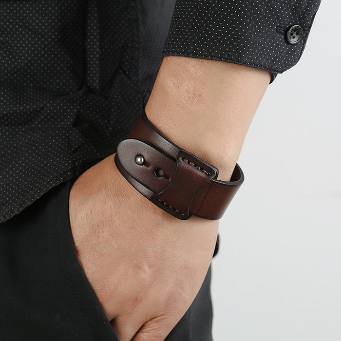 Punk Braided Leather Bracelet – Adjustable Unisex Couple Wristband for Men & Women