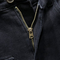 Men’s Black Hand-Painted Distressed Straight Jeans – Artistic Streetwear Denim