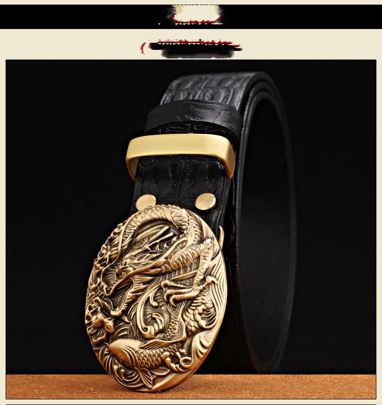 Men's Embossed Cowhide Belt – Copper Smooth Buckle