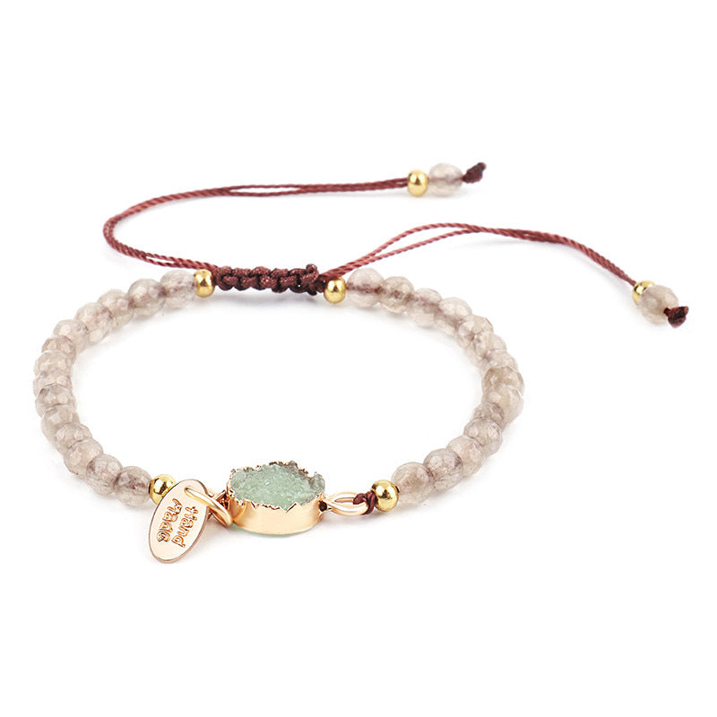 Natural Stone Rope Chain Bracelet – Handmade Quartz Crystal Healing Jewelry for Women – Boho Energy Jewelry – Adjustable Wellness Bracelet