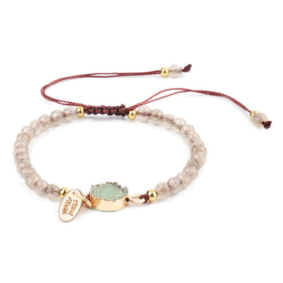 Natural Stone Rope Chain Bracelet – Handmade Quartz Crystal Healing Jewelry for Women – Boho Energy Jewelry – Adjustable Wellness Bracelet