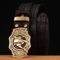 Pure Cowhide Leather Belt with Copper Buckle - Youth Casual Waist Belt