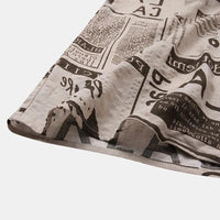 Men's Retro Newspaper Print Hawaiian Shirt – Lightweight Summer Tee for Beach & Vacation