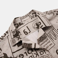 Men's Retro Newspaper Print Hawaiian Shirt – Lightweight Summer Tee for Beach & Vacation