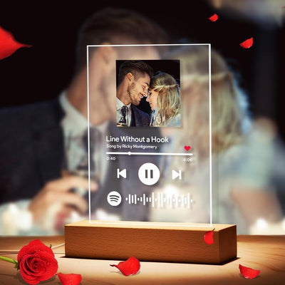 Personalized Christian Photo Music Album Cover Night Light - Engraved Name & Song Frame