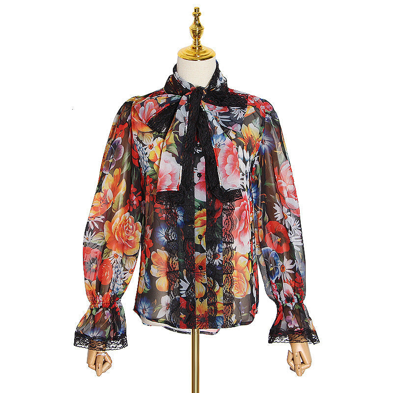 Women's Vintage Floral Chiffon Blouse | Elegant Spring Shirt | Boho Loose Fit Top What Else You Got?