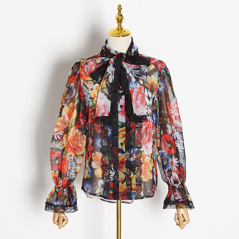 Women's Vintage Floral Chiffon Blouse | Elegant Spring Shirt | Boho Loose Fit Top What Else You Got?