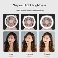 Mini Fan with Built-In LED Light – USB Rechargeable Selfie, Vlog & Desk Fan