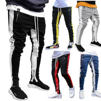 Men's Strappy Zippered Sports Trousers - High-Waisted Athletic Pants for Comfort & Style