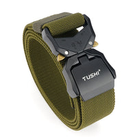 Tactical Web Belt with Heavy Duty Buckle - Adjustable Nylon Canvas Belt