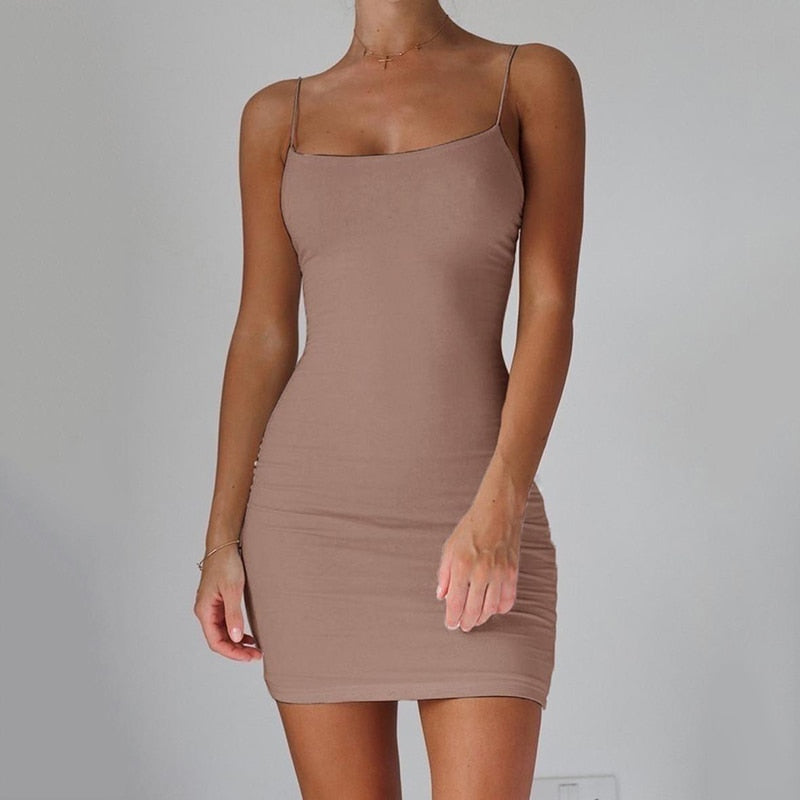 Pure Color Simple Hanging Neck Tight-fitting Hip Skirt What Else You Got?