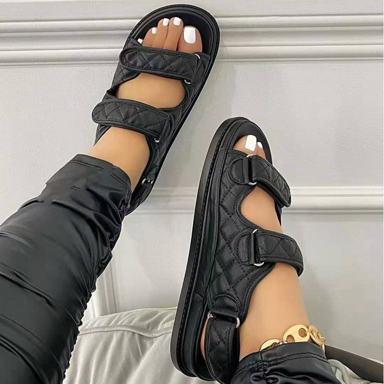 Women's Quilted Velcro Beach Sandals 2026 | Cushioned Platform Sandals with Ankle Strap – 5 Colors What Else You Got?