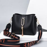 Elegant Women's PU Leather Bucket Bag - Comfortable Wide Strap Design