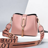 Elegant Women's PU Leather Bucket Bag - Comfortable Wide Strap Design