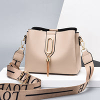 Elegant Women's PU Leather Bucket Bag - Comfortable Wide Strap Design