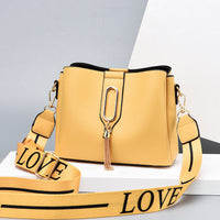Elegant Women's PU Leather Bucket Bag - Comfortable Wide Strap Design