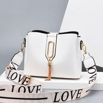 Elegant Women's PU Leather Bucket Bag - Comfortable Wide Strap Design