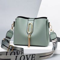 Elegant Women's PU Leather Bucket Bag - Comfortable Wide Strap Design