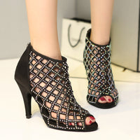 Satin Hot Rhinestone Latin Dance Shoes With High Heels