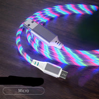 Luminous Faith Charging Cable - 1m USB Streamer for All Devices (Blue/Red/Green)