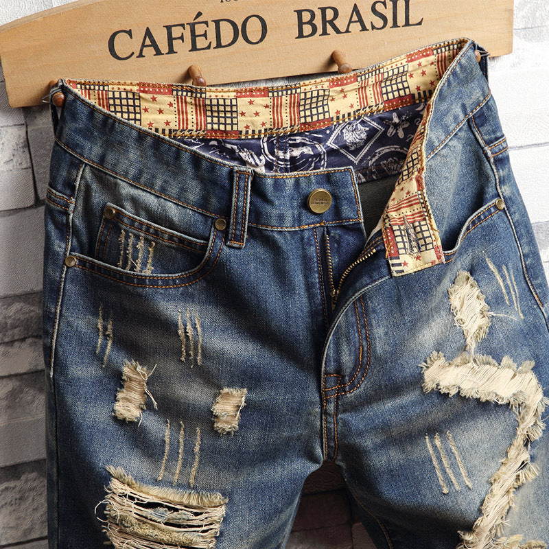 Trend big hole jeans short pants men''s summer Capris jeans pants pants beggars pants men''s Korean slim What Else You Got?