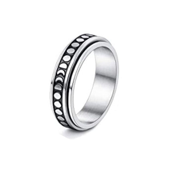 Stainless Steel Spinner Ring – Rotatable Moon & Stars Fidget Ring for Stress Relief (Unisex Vintage Design) What Else You Got?