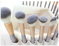 Champagne Luxe Makeup Brush Set - 12/18/24 Piece Rice White Bristle with Elegant Handles