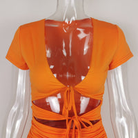 Radiant Grace: Short Sleeve Lace Dress in Vibrant Fluorescent - Elegant & Modest