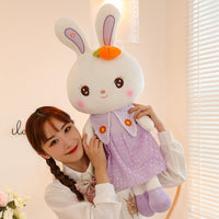 Sweetheart Rabbit Plush Pillow – Cuddly Stuffed Bunny Throw in 3 Pastel Colors & 4 Sizes