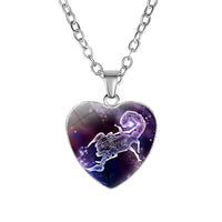 Divine Zodiac Heart Pendant Necklace - 12 Constellations & Bible Verse Gift