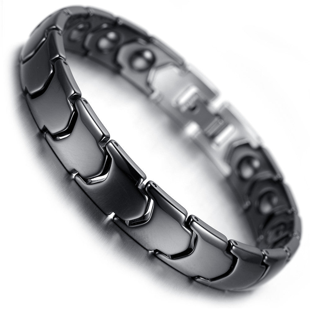 Black Ceramic Magnetic Link Bracelet – Minimalist Wrist Jewelry for Women & Men