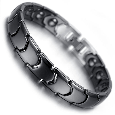 Black Ceramic Magnetic Link Bracelet – Minimalist Wrist Jewelry for Women & Men