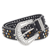 Unisex Punk Rivet Rhinestone Belt - Studded Rock Style Waist Belt for Men & Women