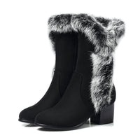 Heavenly Warmth: Luxury Suede Rabbit Fur Snow Boots for Women - Divine Comfort & Stylish Winter Footwear