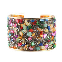 Natural Stone Rhinestone Bracelet – Adjustable Cuff