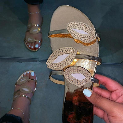 Women's Lip-Shaped Rhinestone Sandals