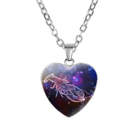 Divine Zodiac Heart Pendant Necklace - 12 Constellations & Bible Verse Gift