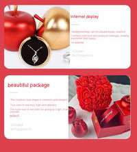 Eternal Rose & Crystal Necklace Gift Set - Forever Love Valentine's Day Jewelry Box for Her