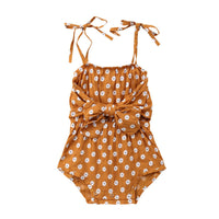 Leora Sweet Summer Romper for Baby Girls – Floral Polka Dot Jumpsuit with Bowknot (Newborn-24M)